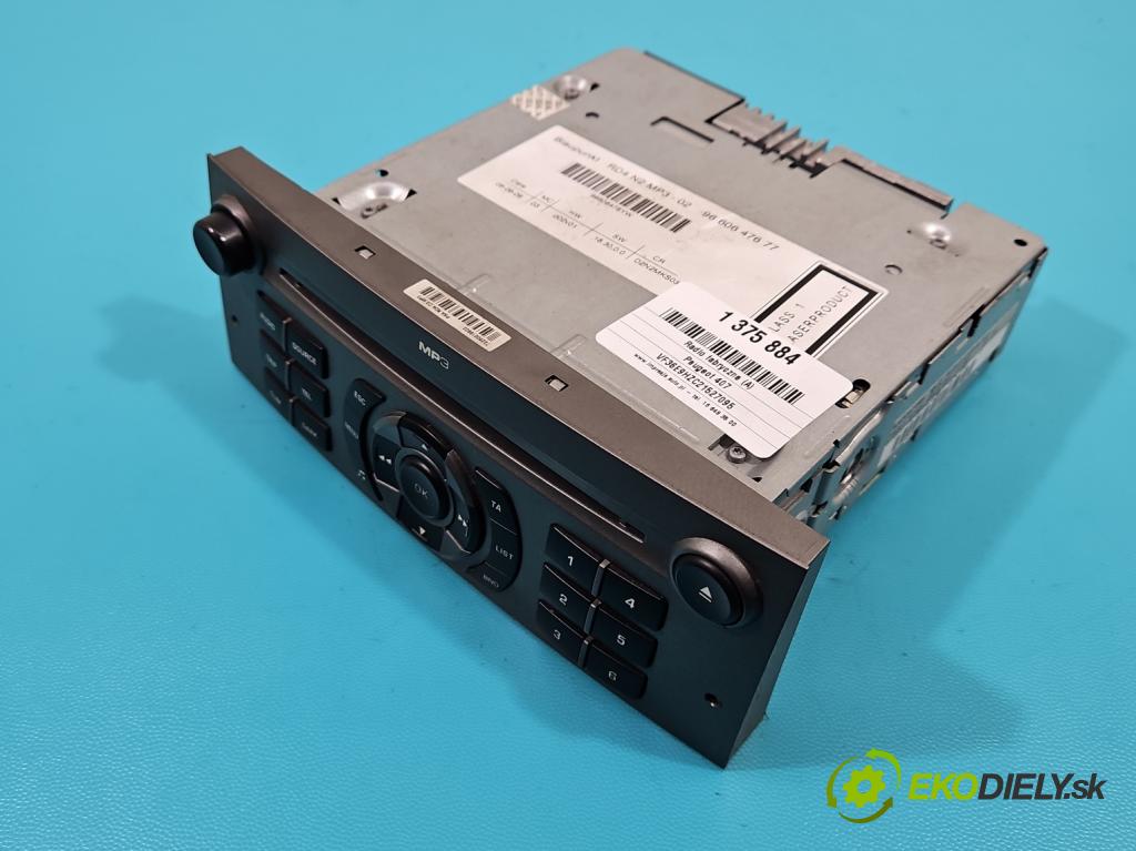 Peugeot 407 1.6 HDI 109 HP manual 80 kW 1560 cm3 5- Radio originál 9660647677