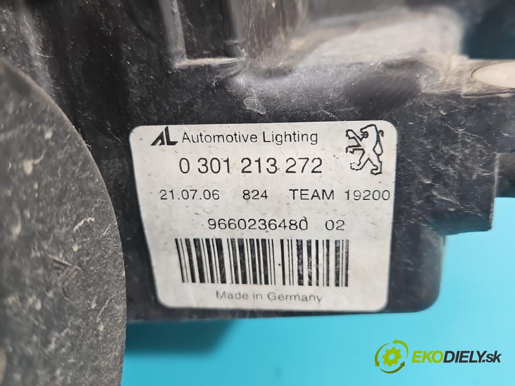 Peugeot 407 1.6 HDI 109 HP manual 80 kW 1560 cm3 5- Reflektor: pravý 9660236480 (Pravé)