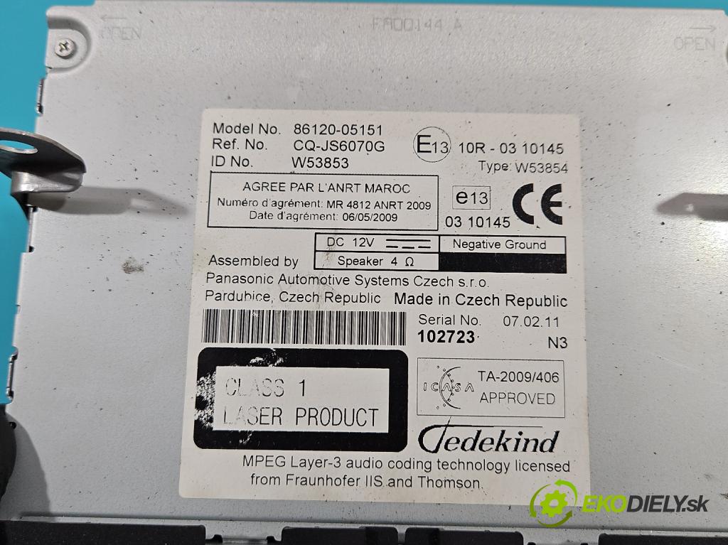Toyota Avensis III T27 2009-2018 2.0 d4d 126 HP manual 93 kW 1998 cm3 5- Radio originál 86120-05151