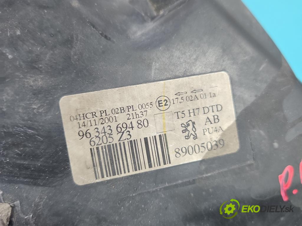 Peugeot 307 1.6 16V 109 HP manual 80 kW 1587 cm3 5- Reflektor: pravý 9634369480 (Pravé)