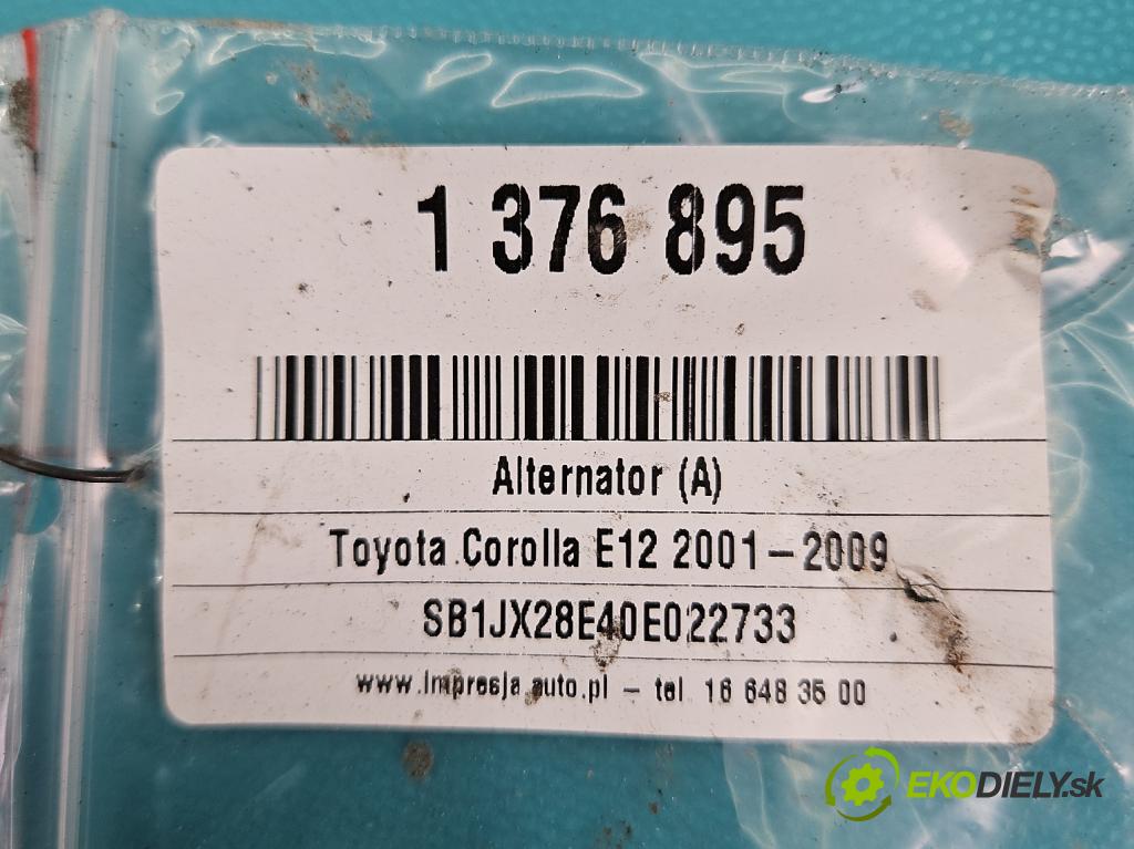 Toyota Corolla E12 2001-2009 2.0 D4D 90 hp manual 66 kW 1995 cm3 3- Alternator 27060-27070 (Alternátory)