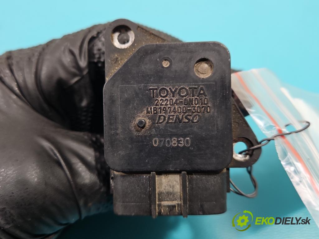 Toyota Avensis II T25 2003-2008 2.0 D4D 126 HP manual 93 kW 1998 cm3 5- průtokoměr: 22204-0N010 (Váhy vzduchu)