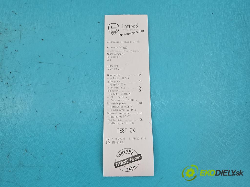 Honda CR-V I 1995-2001 2.0 16V 147 HP manual 108 kW 1973 cm3 5- Alternator 102211-1860 (Alternátory)