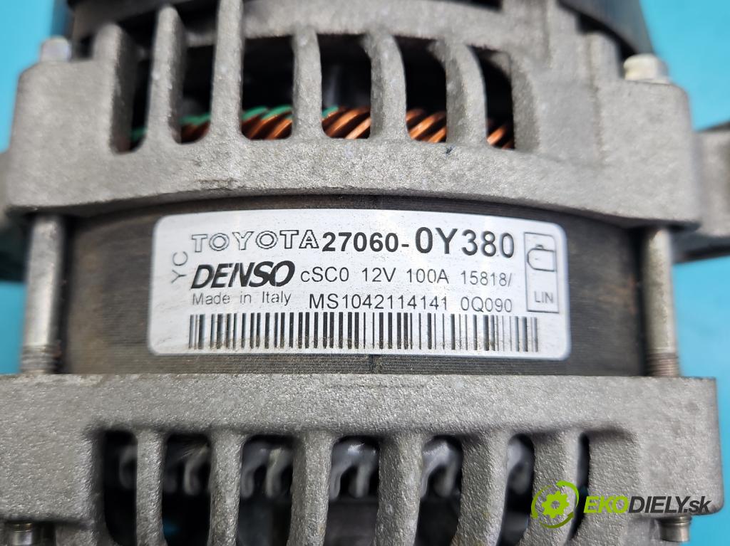 Toyota Yaris III 2011-2020 1.5 VVTi 111KM manual 82 kW 1496 cm3 5- Alternator 27060-0Y380 (Alternátory)