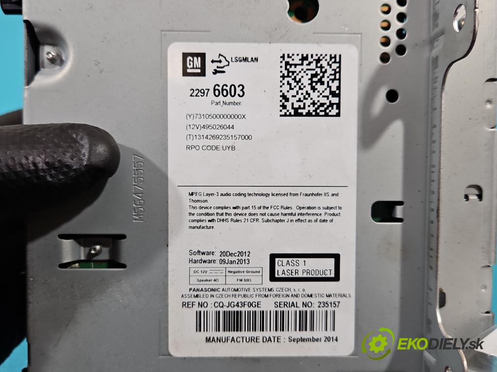 Opel Meriva B 2010-2017 1.4 T 120 HP manual 88 kW 1364 cm3 5- Radio originál 22976603