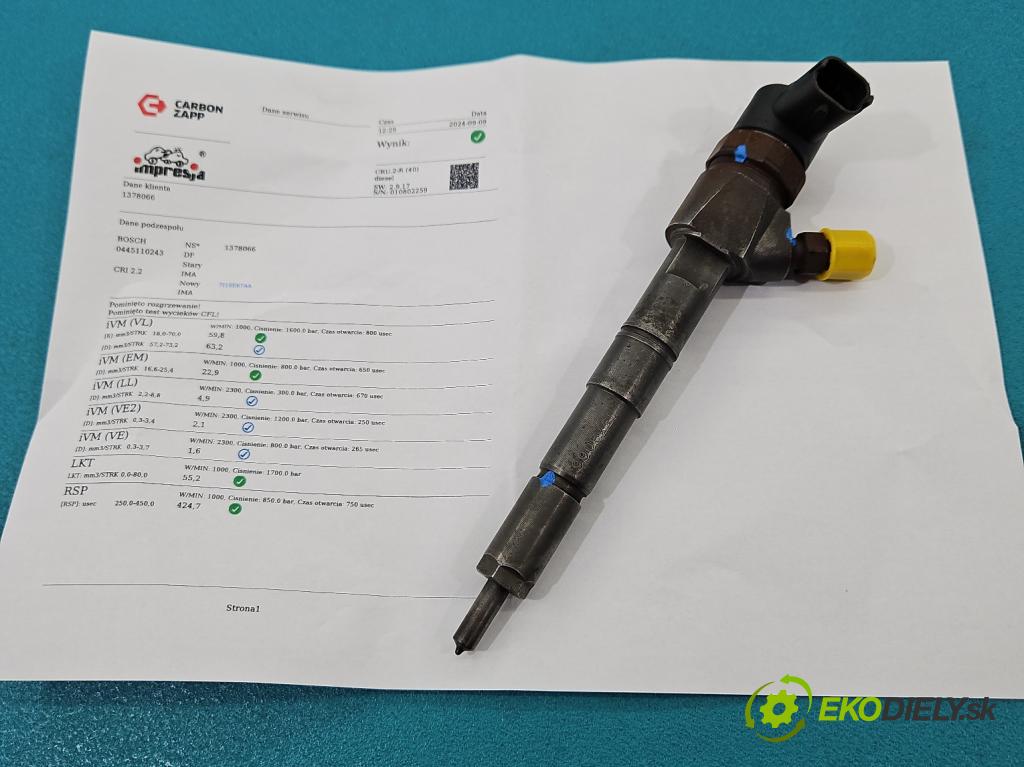 Opel Zafira B 2005-2014 1.9 cdti 150 HP manual 110 kW 1910 cm3 5- vstrek 0445110243 (Vstrekovače)
