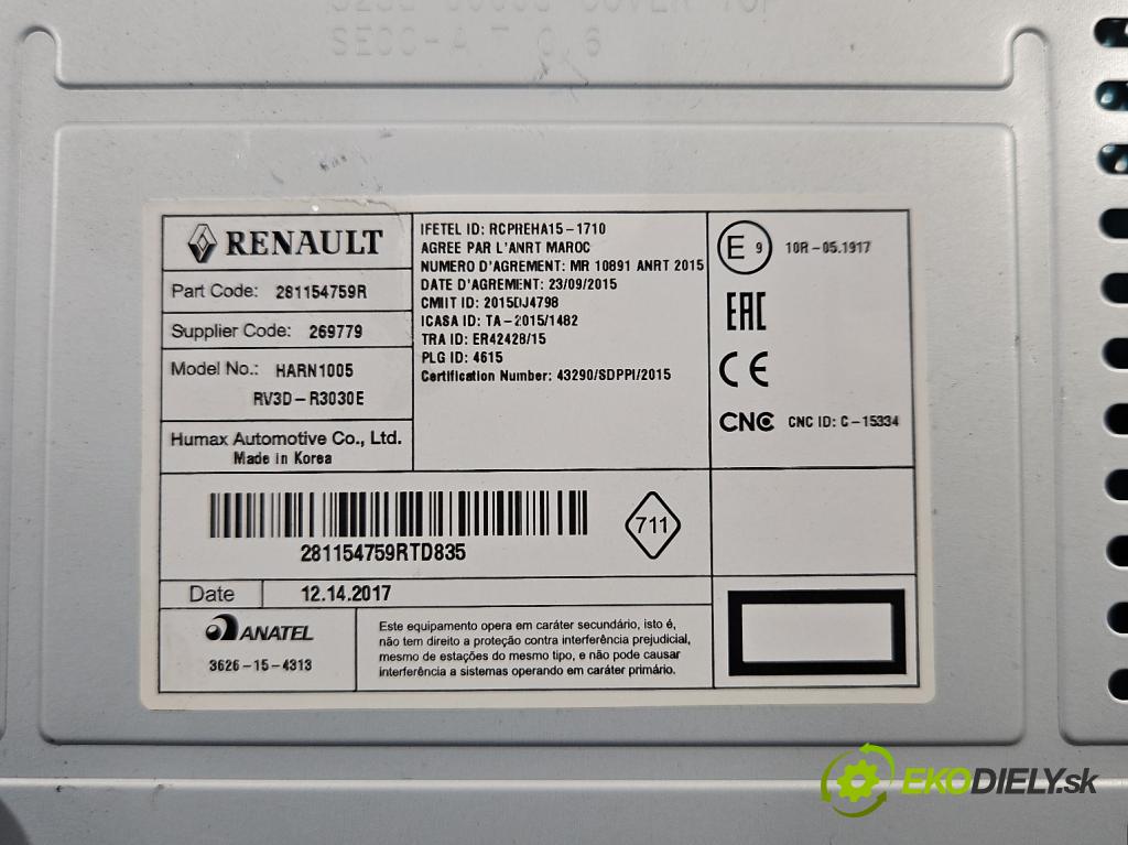 Dacia Sandero II 2012-2020 1.0 12V SCe: 73 HP manual 54 kW 999 cm3 5- Radio originál 281154759R