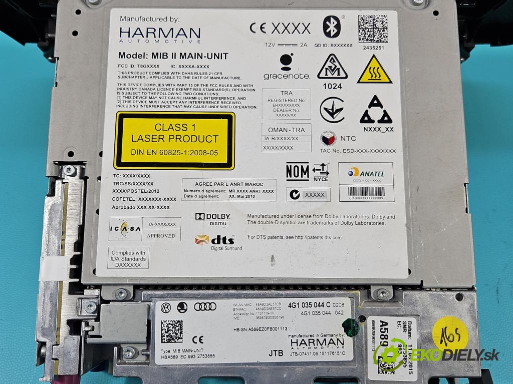 Audi A7 4G 2010-2018 3.0 tdi 272 HP automatic 200 kW 2967 cm3 5- Radio originál 4G1035044C