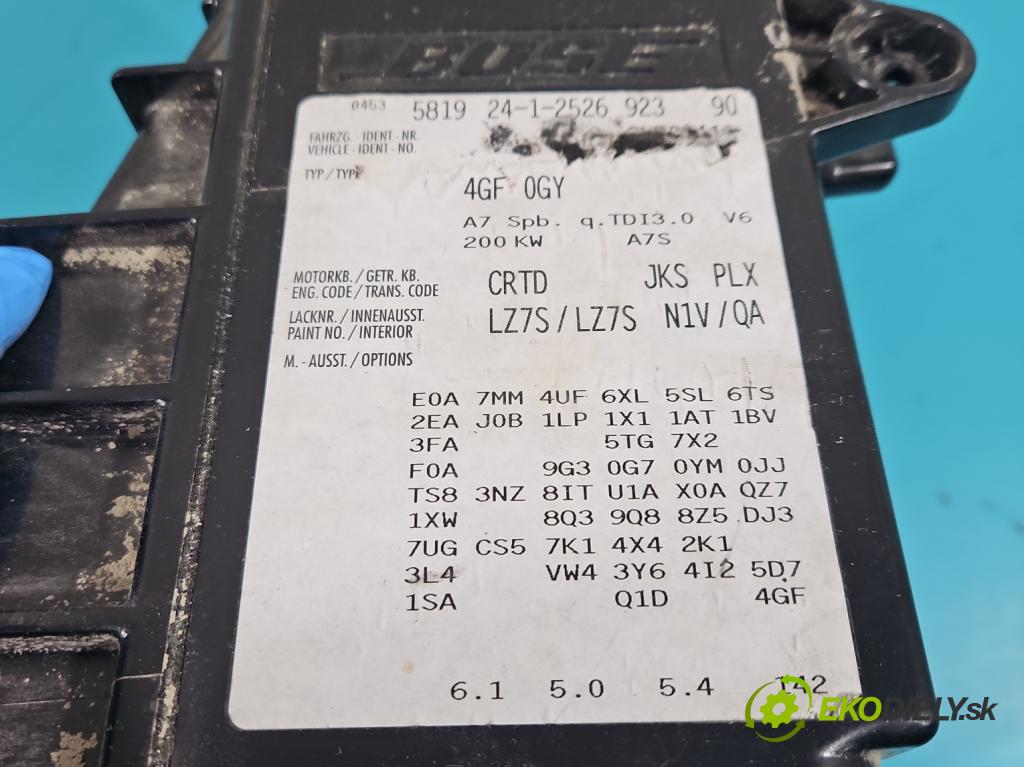 Audi A7 4G 2010-2018 3.0 tdi 272 HP automatic 200 kW 2967 cm3 5- Subwoofer: 4G8035382 (Audio zariadenia)