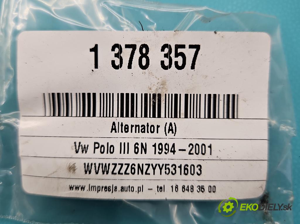 Vw Polo III 6N 1994-2001 1.9 sdi 64 hp manual 47 kW 1896 cm3 3- Alternator 038903023L (Alternátory)