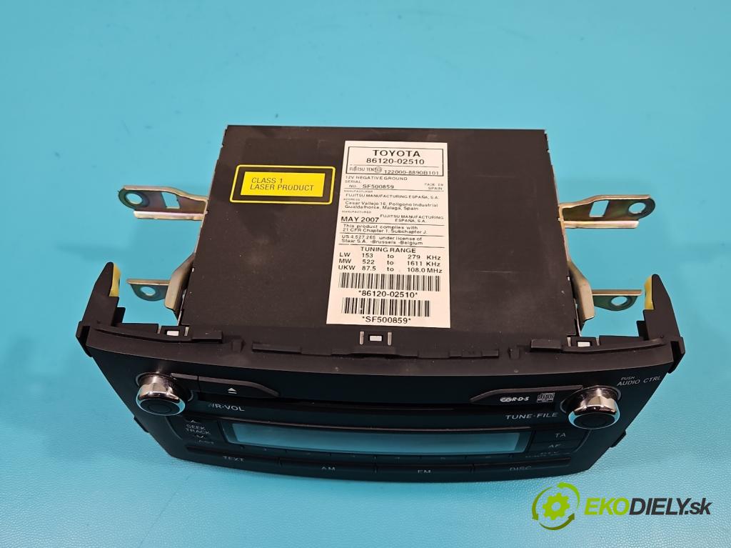 Toyota Auris I 2006-2013 1.6 vvti 124hp manual 91 kW 1598 cm3 5- Radio originál 86120-02510