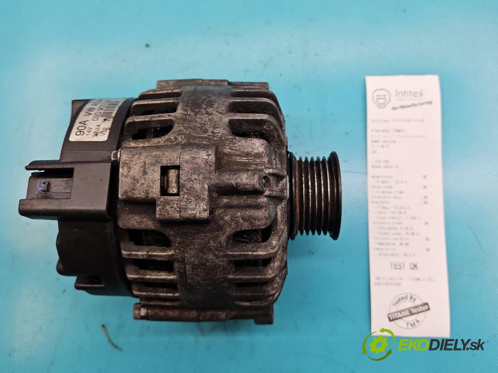 Skoda Fabia II 2007-2014 1.2 12V 69KM manual 51 kW 1198 cm3 5- Alternator 03D903025J (Alternátory)