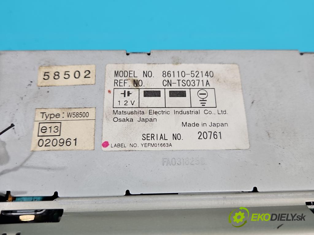 Toyota Yaris I 1999-2005 1.4 D4D 75 HP manual 55 kW 1364 cm3 5- Radio originál 86110-52140