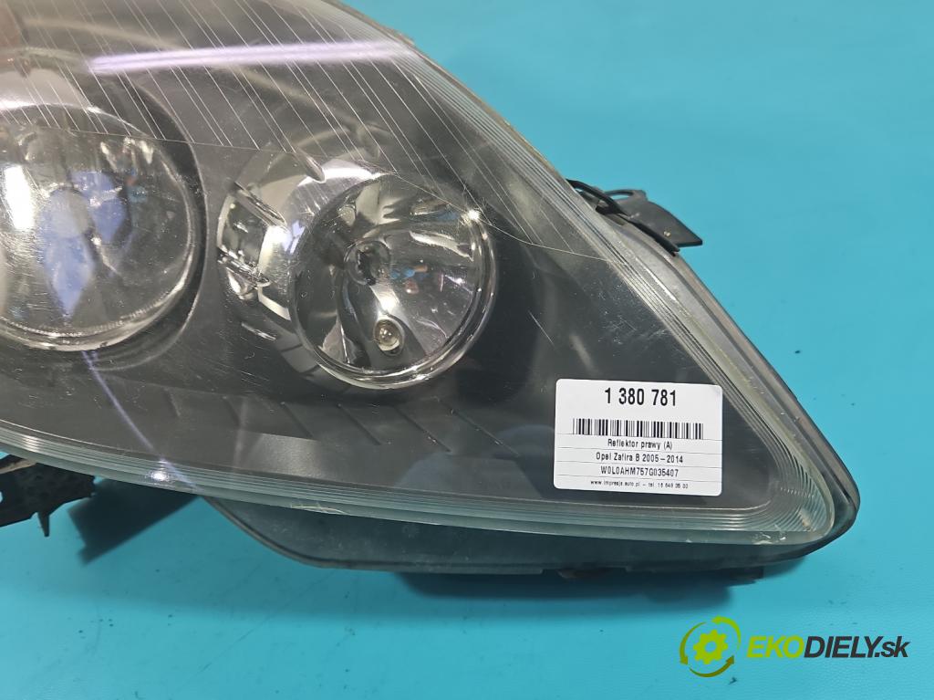 Opel Zafira B 2005-2014 1.9 cdti 120 HP manual 88 kW 1910 cm3 5- Reflektor: pravý  (Pravé)
