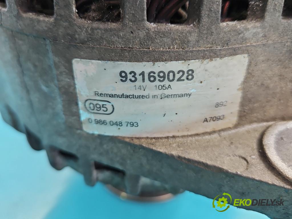 Opel Zafira B 2005-2014 1.9 cdti 120 HP manual 88 kW 1910 cm3 5- Alternator 93169028 (Alternátory)