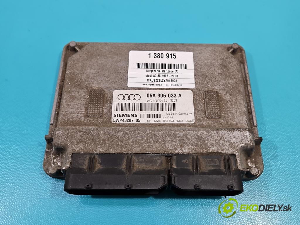 Audi A3 8L 1996-2003 1.6 SR 101 hp manual 74 kW 1595 cm3 5- řídící jednotka motoru 06A906033A