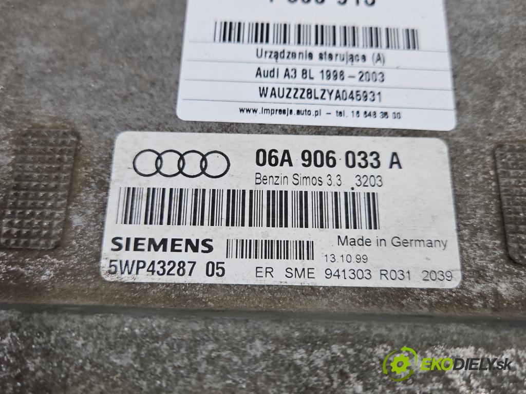 Audi A3 8L 1996-2003 1.6 SR 101 hp manual 74 kW 1595 cm3 5- řídící jednotka motoru 06A906033A