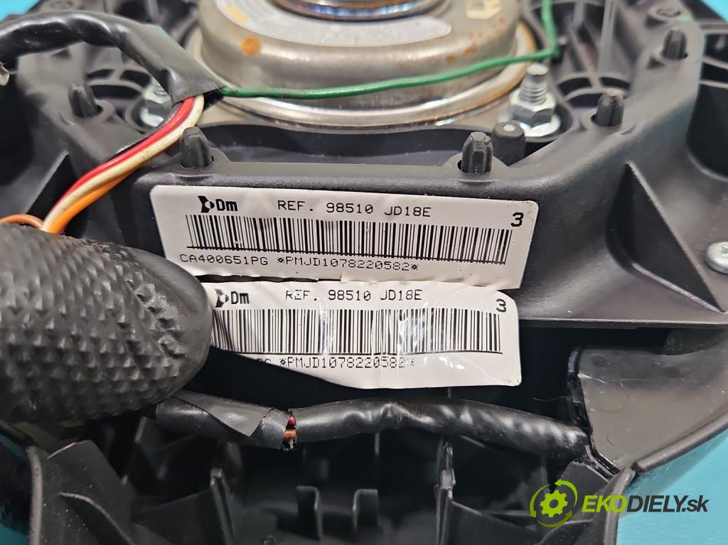 Nissan Qashqai I J10 2006-2013 2.0 dci 150 HP manual 110 kW 1994 cm3 5- airbag vzduch: Řidiči: 98510-JD18E (Airbagy)