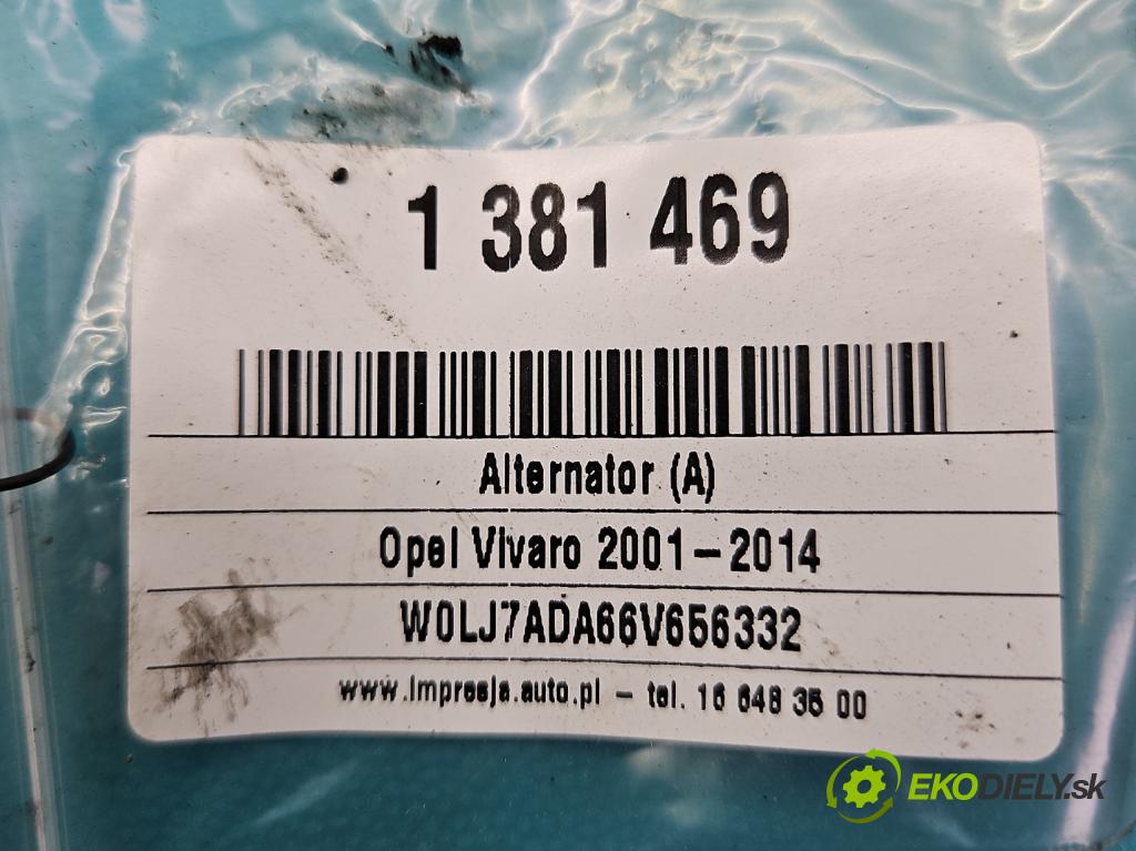 Opel Vivaro 2001-2014 2.5 cdti 135 hp manual 99 kW 2463 cm3 5- Alternator  (Alternátory)