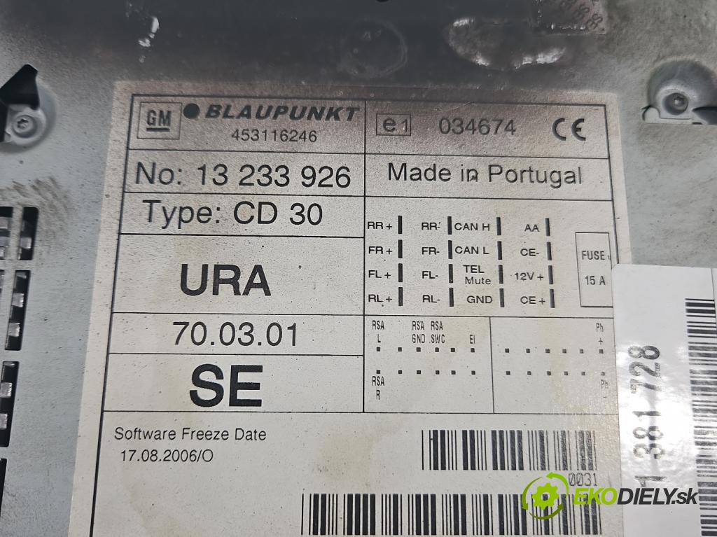 Opel Vectra C 2002-2008 1.9 cdti 120 HP manual 88 kW 1910 cm3 5- Radio originál 13233926