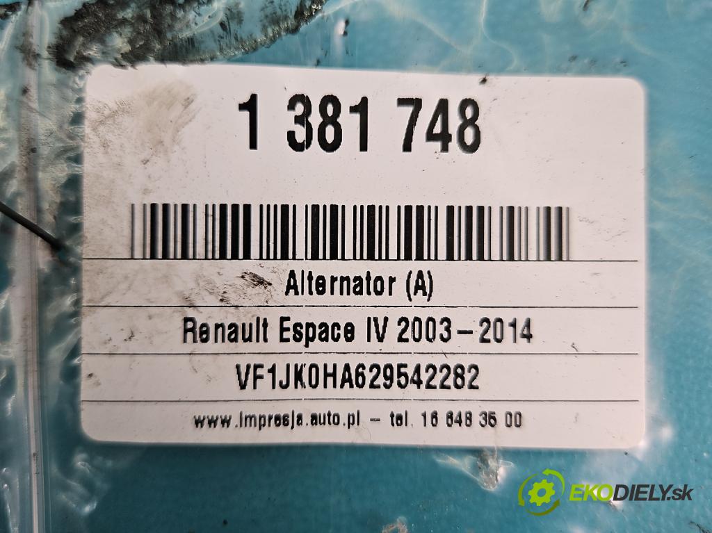 Renault Espace IV 2003-2014 2.2 dci 150 hp manual 110 kW 2188 cm3 5- Alternator 8200251006 (Alternátory)