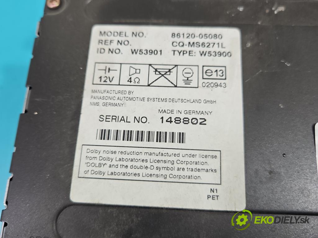 Toyota Avensis II T25 2003-2008 2.0 D4D 116 HP manual 85 kW 1995 cm3 5- Radio originál 86120-05080