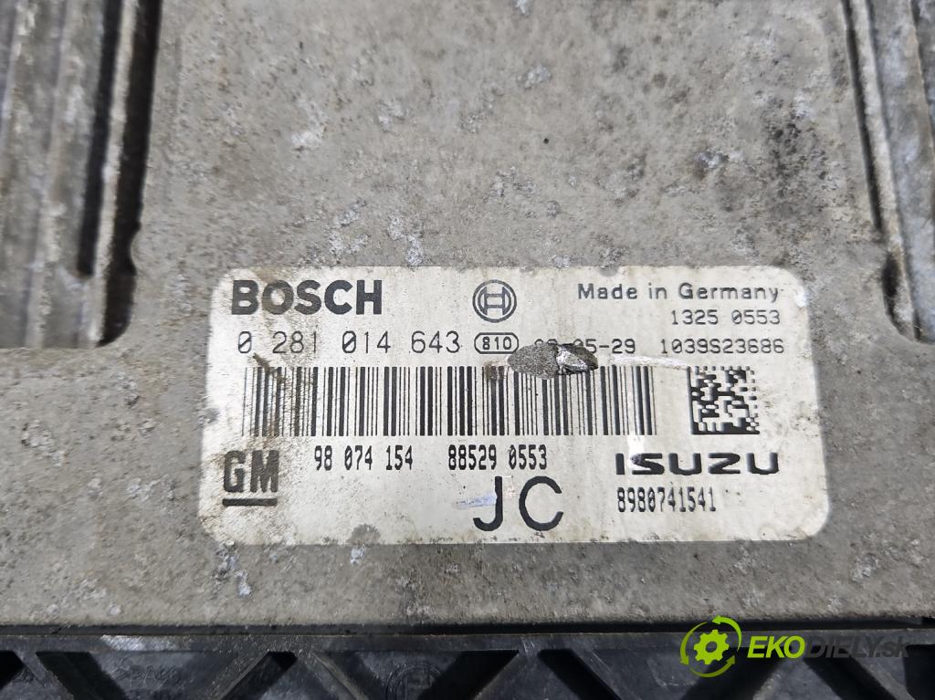 Opel Astra III 2004-2014 1.7 cdti 101 hp manual 74 kW 1686 cm3 5- řídící jednotka motoru 0281014643