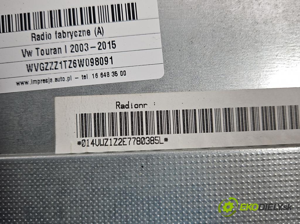 Vw Touran I 2003-2015 1.9 tdi 105 HP manual 77 kW 1896 cm3 5- Radio originál 1K0035186P
