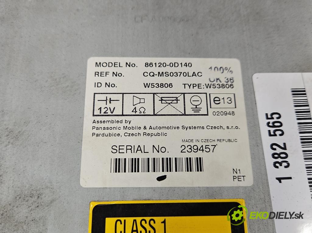 Toyota Yaris I 1999-2005 1.4 D4D 75 HP manual 55 kW 1364 cm3 5- Radio originál 86120-0D140