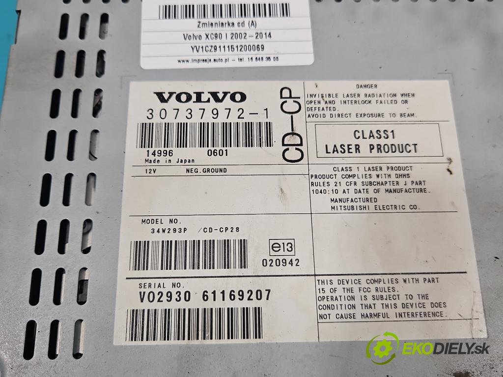 Volvo XC90 I 2002-2014 2.9 T6 272 HP automatic 200 kW 2922 cm3 5- Menič: cd 30737972-1 (CD meniče)