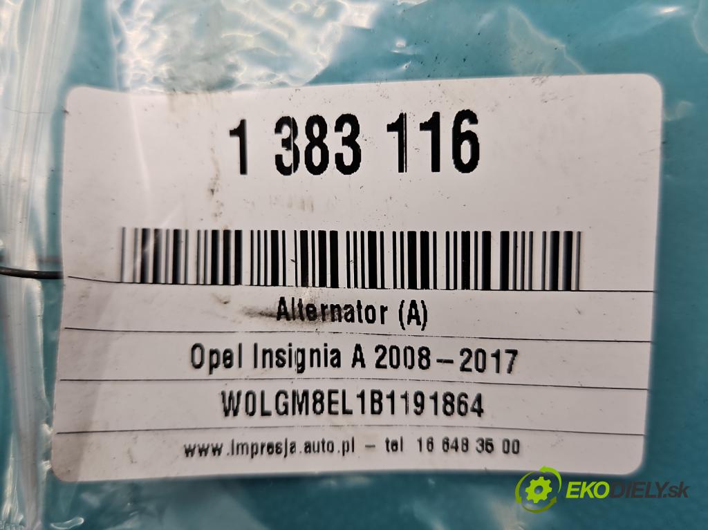 Opel Insignia A 2008-2017 2.0 cdti 131 hp automatic 96 kW 1956 cm3 5- Alternator 13502582 (Alternátory)