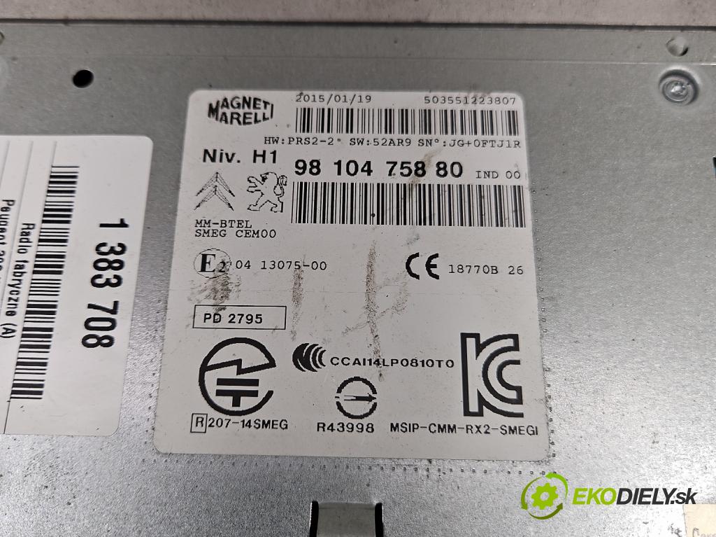 Peugeot 308 II 2013-2021 2.0 e-hdi 150 HP manual 110 kW 1997 cm3 5- Radio originál 9810475880