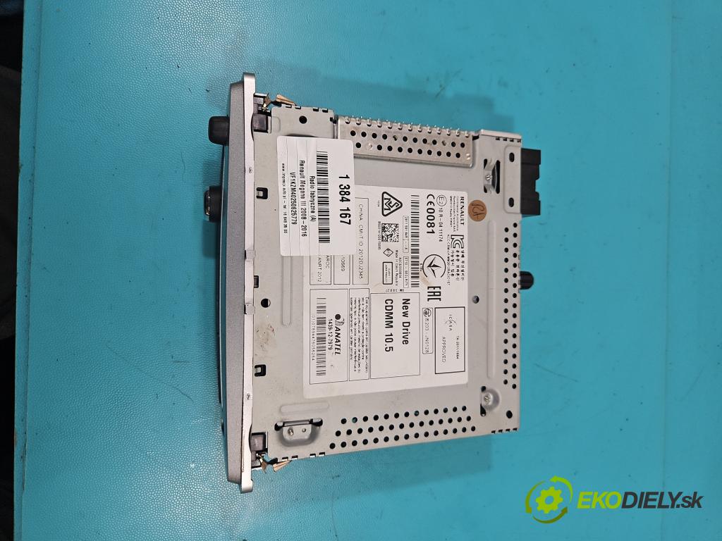 Renault Megane III 2008-2016 1.6 16V 110 HP manual 81 kW 1598 cm3 5- Radio originál 281159184R
