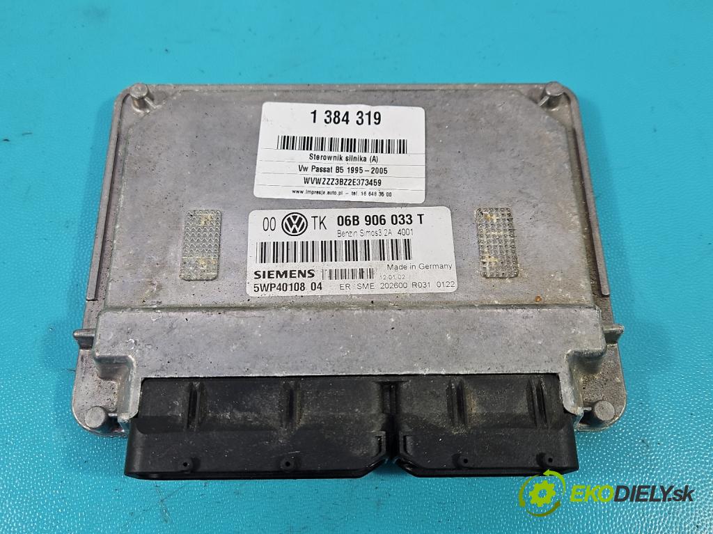 Vw Passat B5 1995-2005 2.0 8V 116 hp manual 85 kW 1984 cm3 5- řídící jednotka motoru 06B906033T