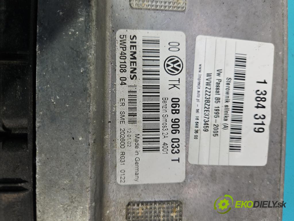 Vw Passat B5 1995-2005 2.0 8V 116 hp manual 85 kW 1984 cm3 5- řídící jednotka motoru 06B906033T
