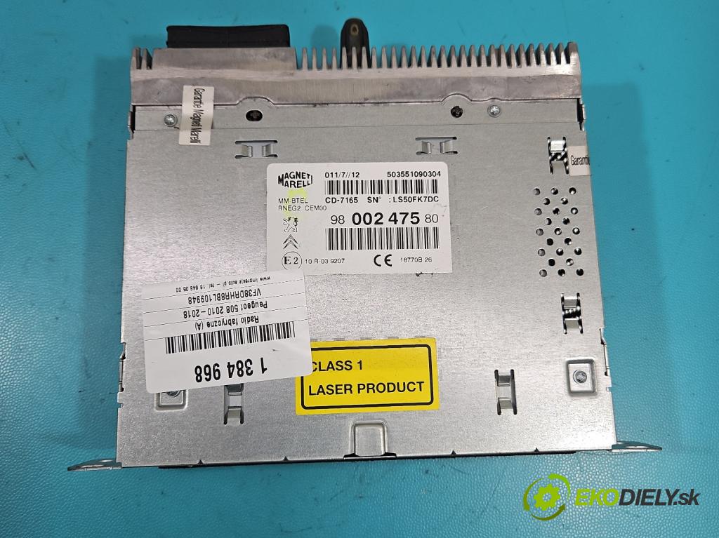 Peugeot 508 2010-2018 2.0 hdi 136 HP manual 100 kW 1997 cm3 4- Radio originál 9800247580