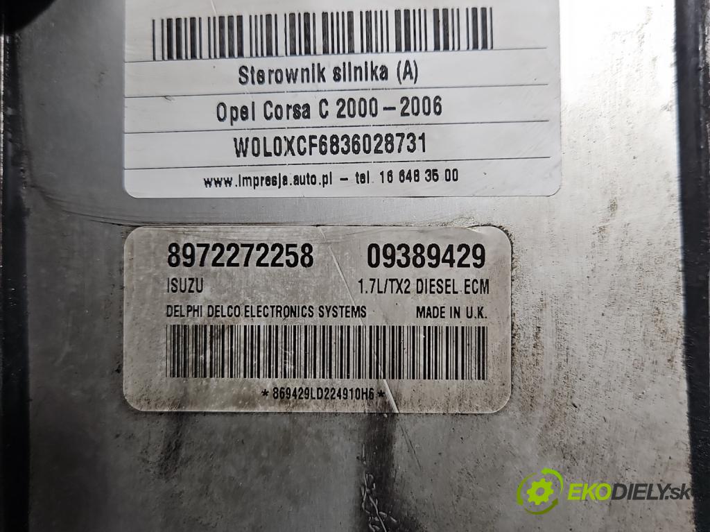 Opel Corsa C 2000-2006 1.7 dti 75 hp manual 55 kW 1686 cm3 5- řídící jednotka motoru 8972272258