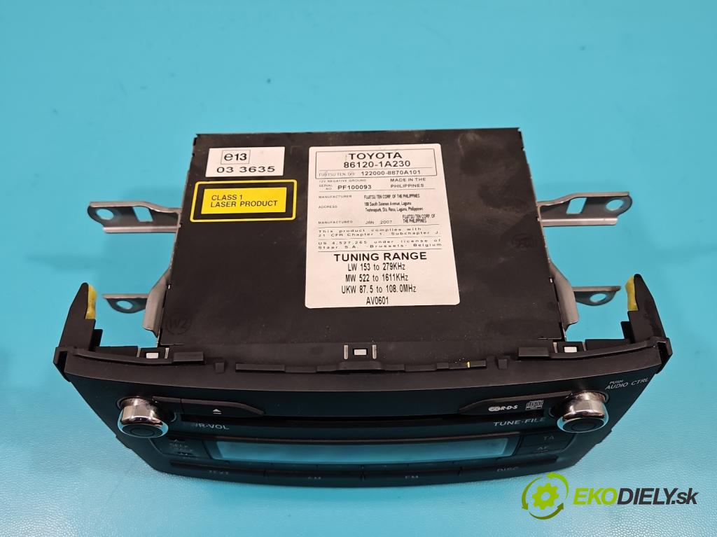 Toyota Auris I 2006-2013 1.4 D4D 90 HP manual 66 kW 1364 cm3 5- Radio originál 86120-1A230