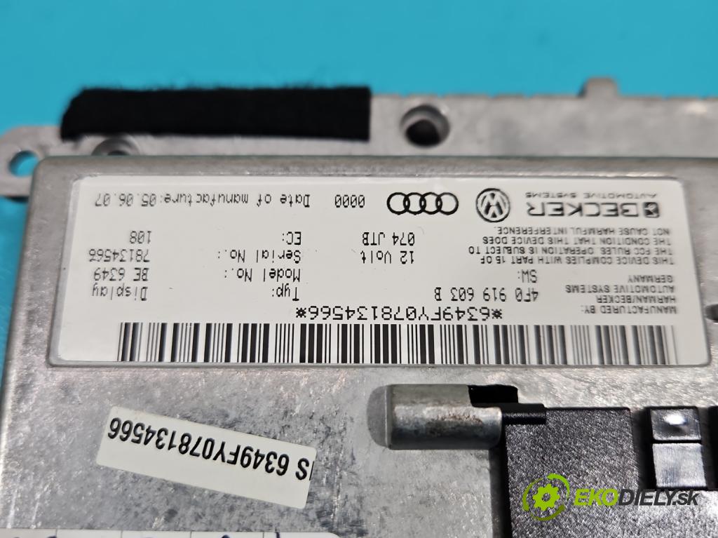 Audi A6 C6 2004-2011 2.7 TDI 179KM automatic 132 kW 2698 cm3 5- Zobrazit: 4F0919603B (Prístrojové dosky, displeje)
