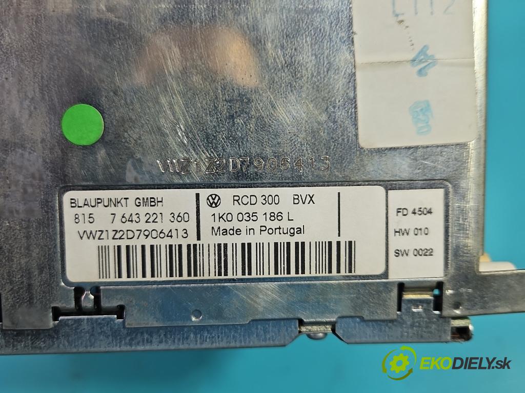 Vw Golf V 2003-2009 1.9 tdi 105 HP manual 77 kW 1896 cm3 5- Radio originál 1K0035186L