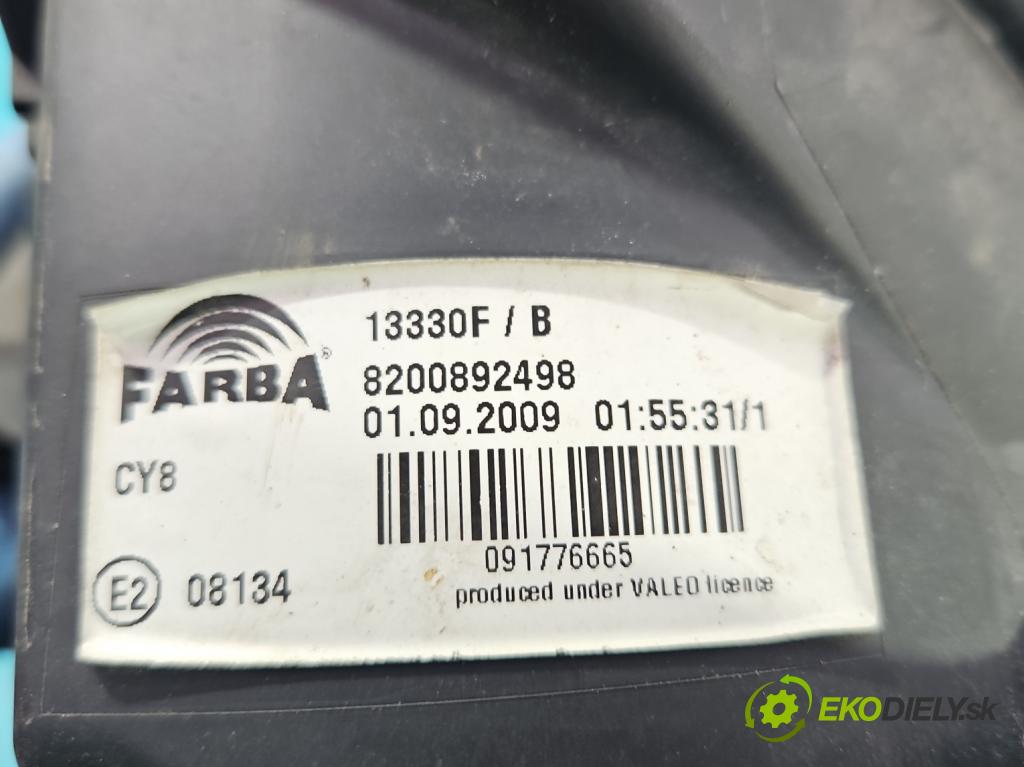 Renault Clio III 2005-2012 1,2.0 16v 101 HP manual 74 kW 1149 cm3 5- Reflektor: pravý 8200892498 (Pravé)