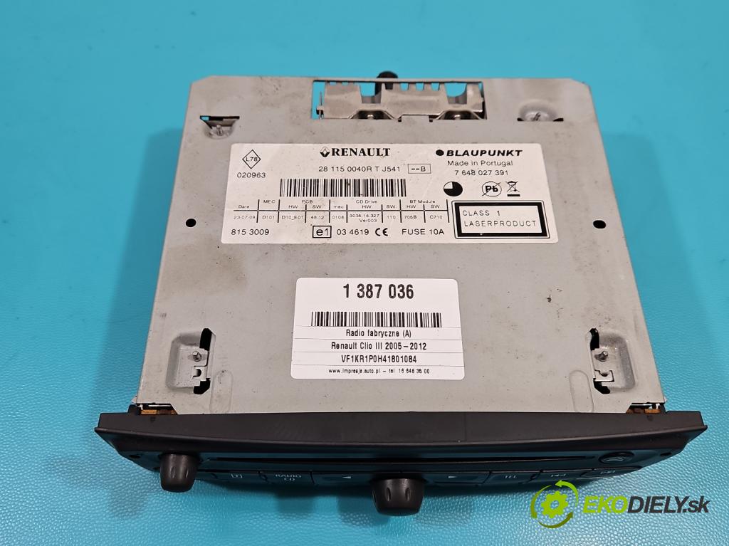 Renault Clio III 2005-2012 1,2.0 16v 101 HP manual 74 kW 1149 cm3 5- Radio originál 281150040RT