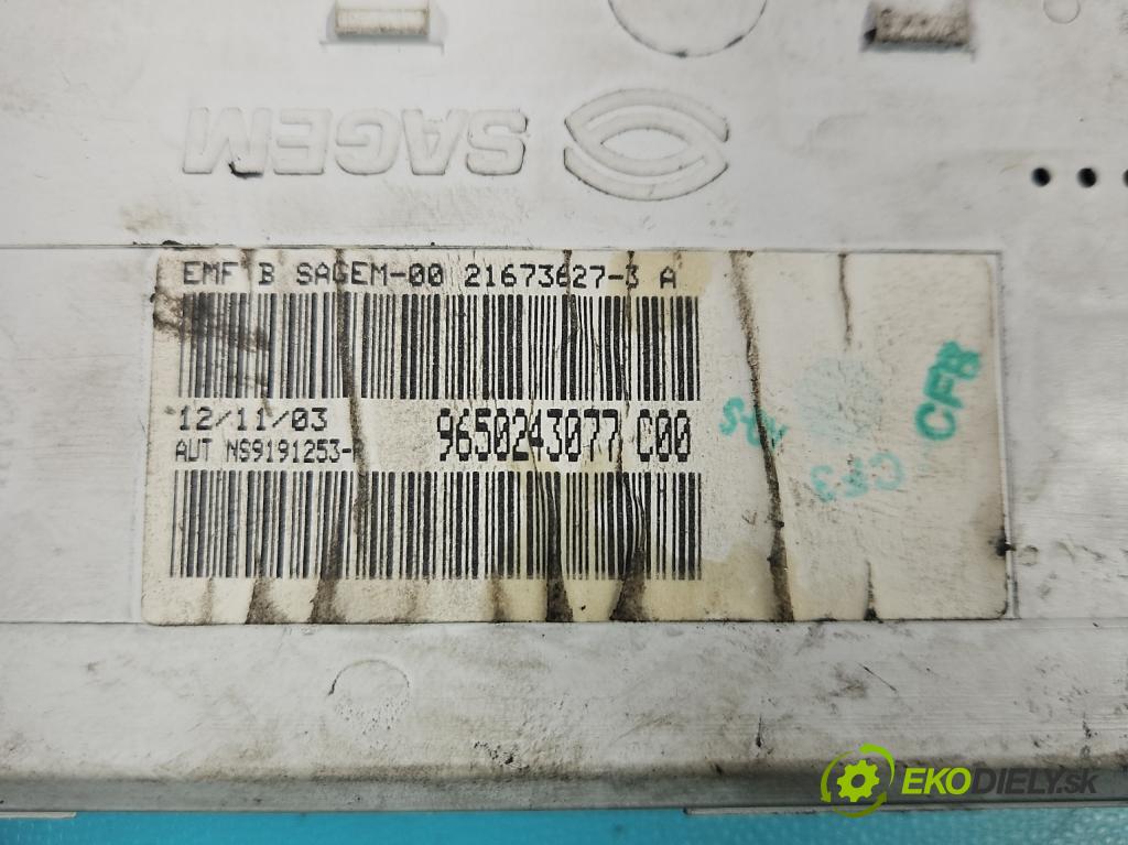 Peugeot 307 2.0 hdi 107 HP manual 79 kW 1997 cm3 5- Zobrazit: 9650243077 (Prístrojové dosky, displeje)