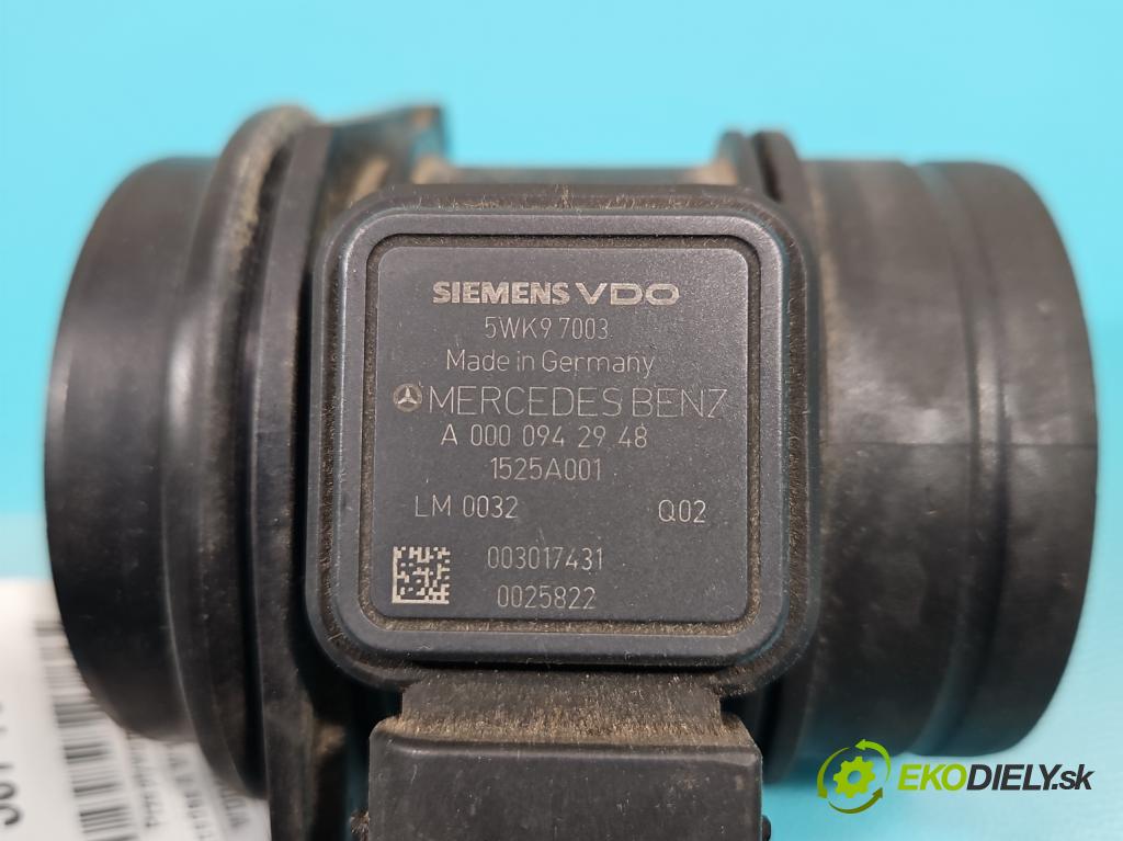 Mercedes A W169 2004-2012 2.0 cdi 140 HP automatic 103 kW 1992 cm3 5- průtokoměr: A0000942948 (Váhy vzduchu)