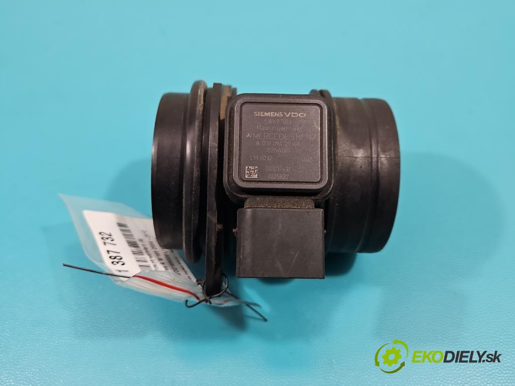 Mercedes A W169 2004-2012 2.0 cdi 140 HP automatic 103 kW 1992 cm3 5- průtokoměr: A0000942948 (Váhy vzduchu)