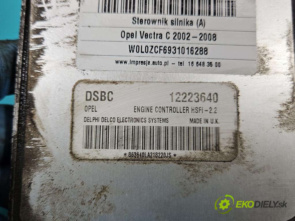 Opel Vectra C 2002-2008 1.6 16V 101 hp manual 74 kW 1598 cm3 4- řídící jednotka motoru 12223640