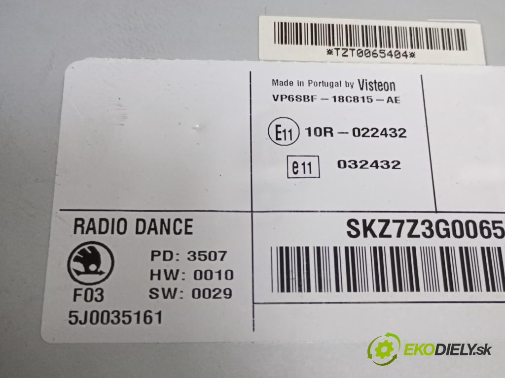 Skoda Roomster 1.9 TDI (BSW) 105 HP manual 77 kW 1896 cm3 5- Radio originál 5J0035161