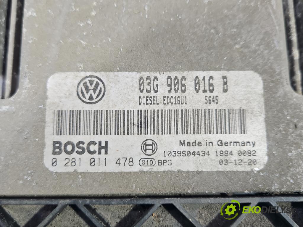 Vw Golf V 2003-2009 1.9 tdi 105 HP manual 77 kW 1896 cm3 5- riadiaca jednotka motora 03G906016B