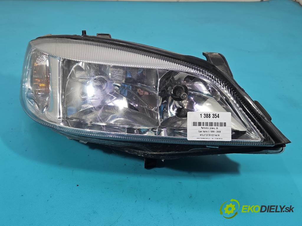 Opel Astra II 1998-2009 1.7 dti 75 HP manual 55 kW 1686 cm3 5- Reflektor: pravý  (Pravé)