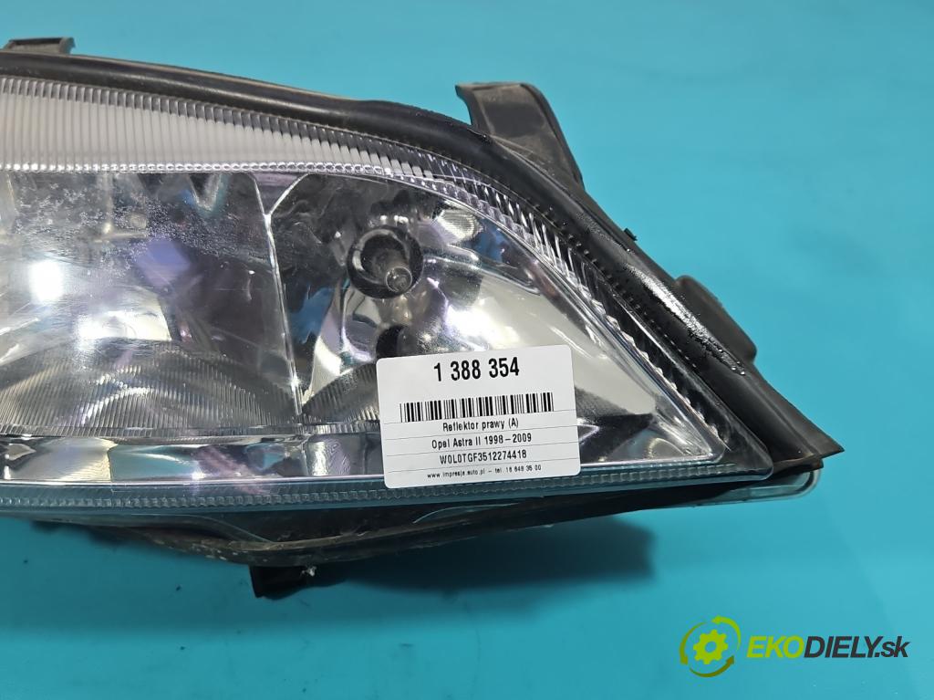 Opel Astra II 1998-2009 1.7 dti 75 HP manual 55 kW 1686 cm3 5- Reflektor: pravý  (Pravé)